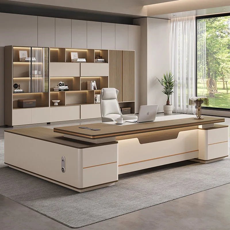 Luxury Vintage Aesthetic Office Desk – Modern Workspace Furniture - Nuvariq Goods