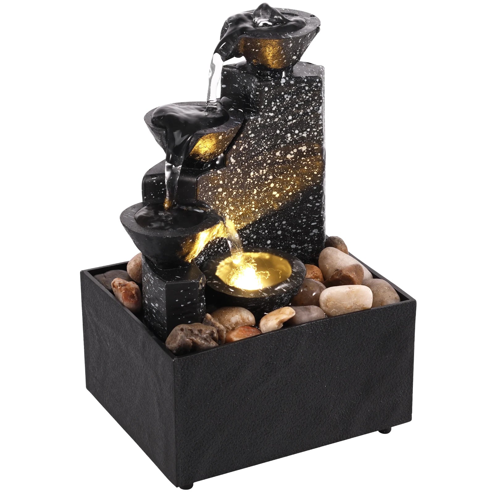 Tabletop Waterfall Fountain with Soft Lights – Relaxation Decor - Nuvariq Goods