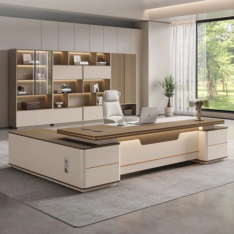 Luxury Vintage Aesthetic Office Desk – Modern Workspace Furniture - Nuvariq Goods