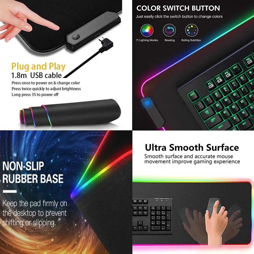 XXL RGB Dragon Gaming Desk Mat – LED Mouse Pad - Nuvariq Goods