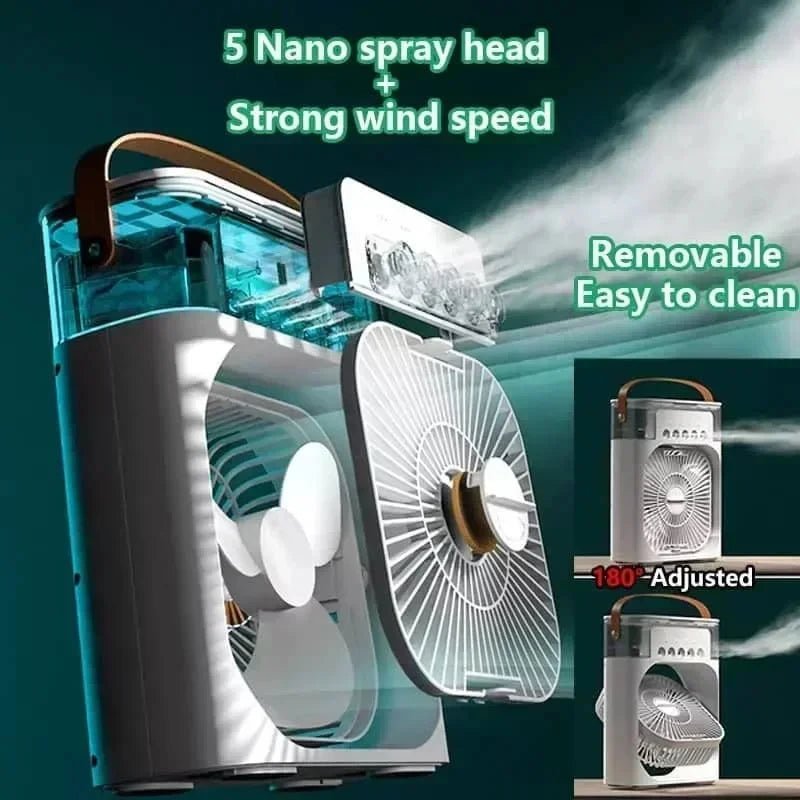3 - in - 1 Mini Air Cooler Fan with LED Night Light - Nuvariq Goods