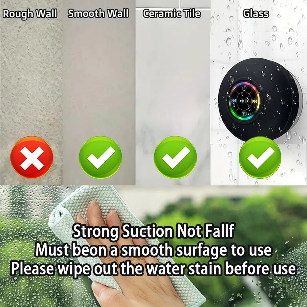 IPX4 Waterproof Bluetooth Speaker with Suction Cup - Nuvariq Goods
