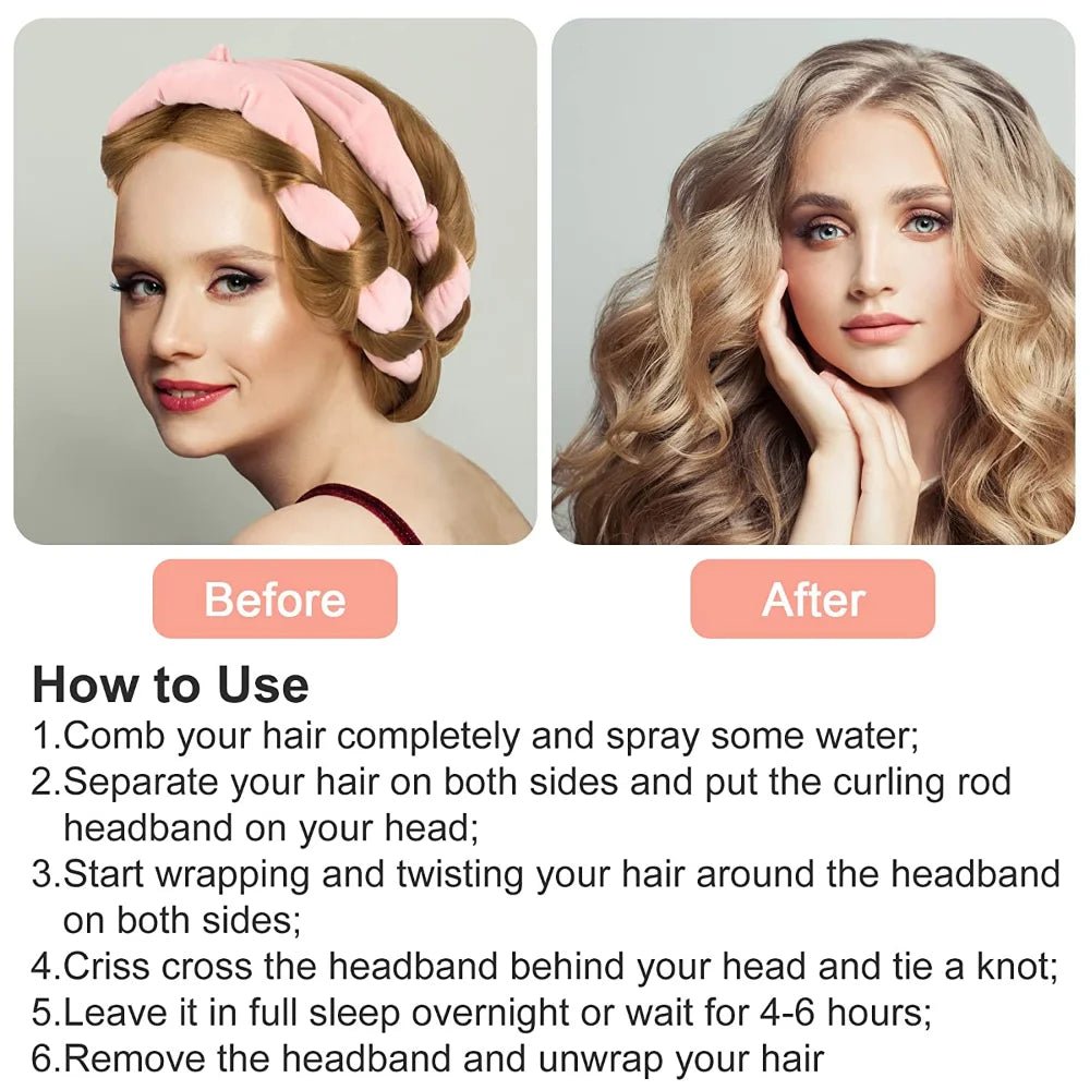 Heatless Curling Rod Headband – Soft Overnight Hair Curler for Effortless Waves - Nuvariq Goods