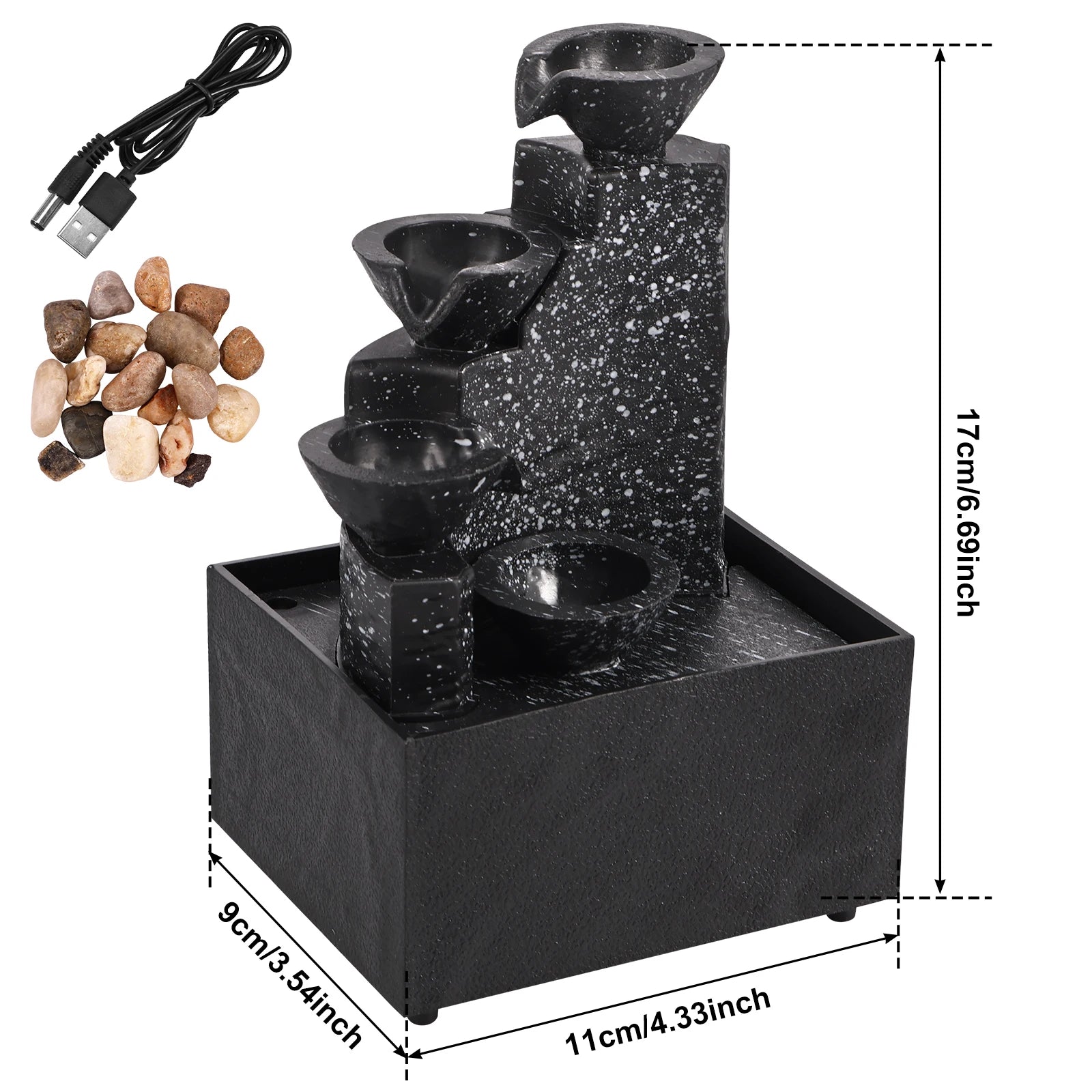 Tabletop Waterfall Fountain with Soft Lights – Relaxation Decor - Nuvariq Goods