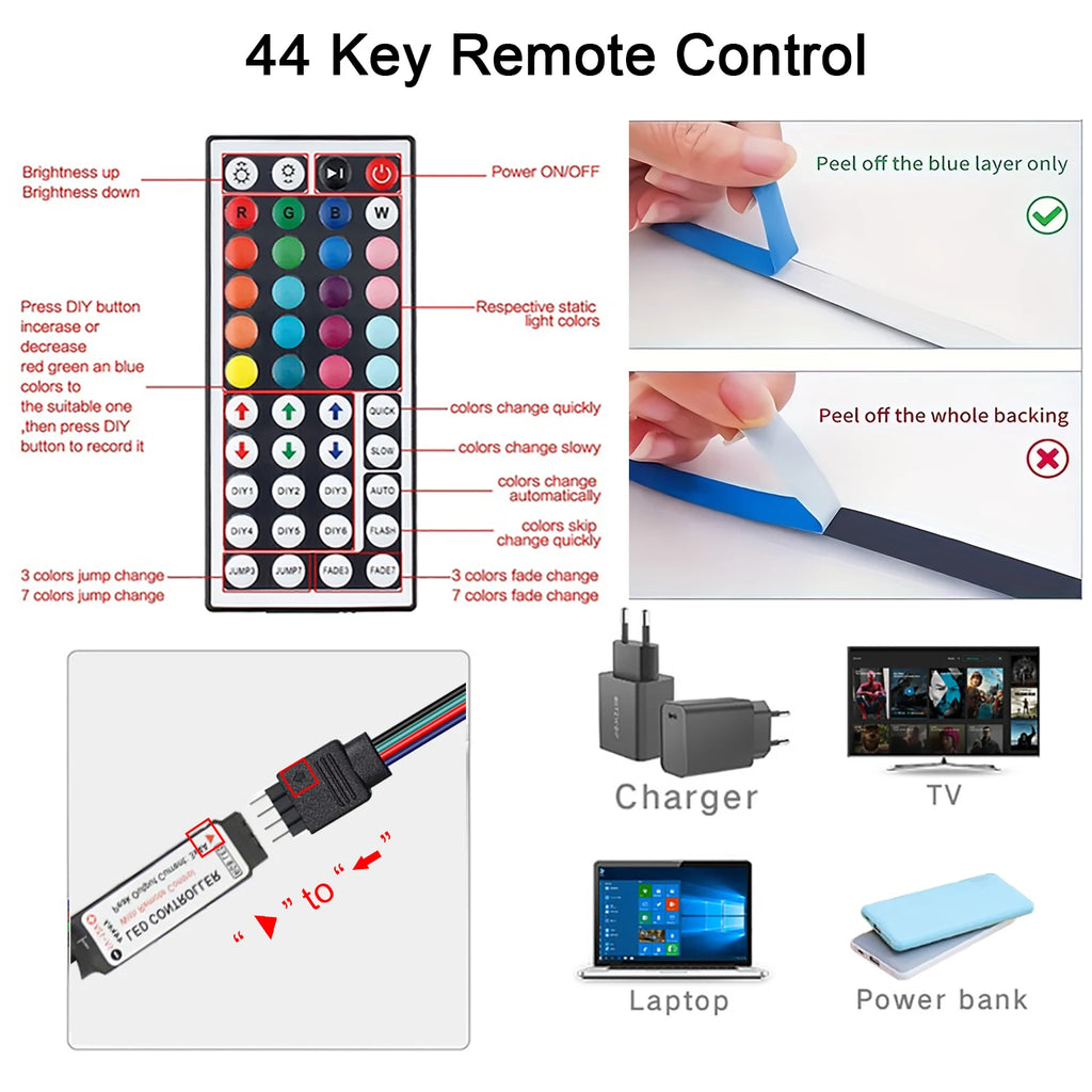 RGB LED Strip Lights with Remote Control - Nuvariq Goods
