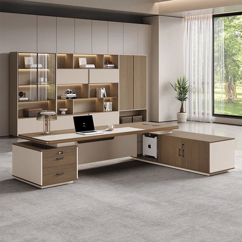 Luxury Vintage Aesthetic Office Desk – Modern Workspace Furniture - Nuvariq Goods