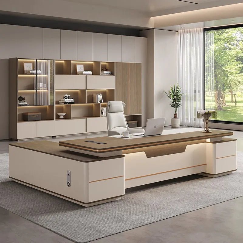 Luxury Vintage Aesthetic Office Desk – Modern Workspace Furniture - Nuvariq Goods
