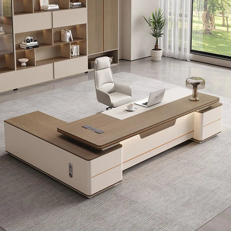 Luxury Vintage Aesthetic Office Desk – Modern Workspace Furniture - Nuvariq Goods
