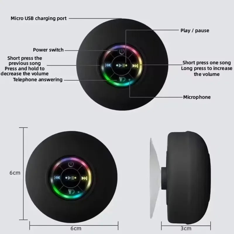Waterproof LED Suction Cup Bluetooth Speaker - Nuvariq Goods