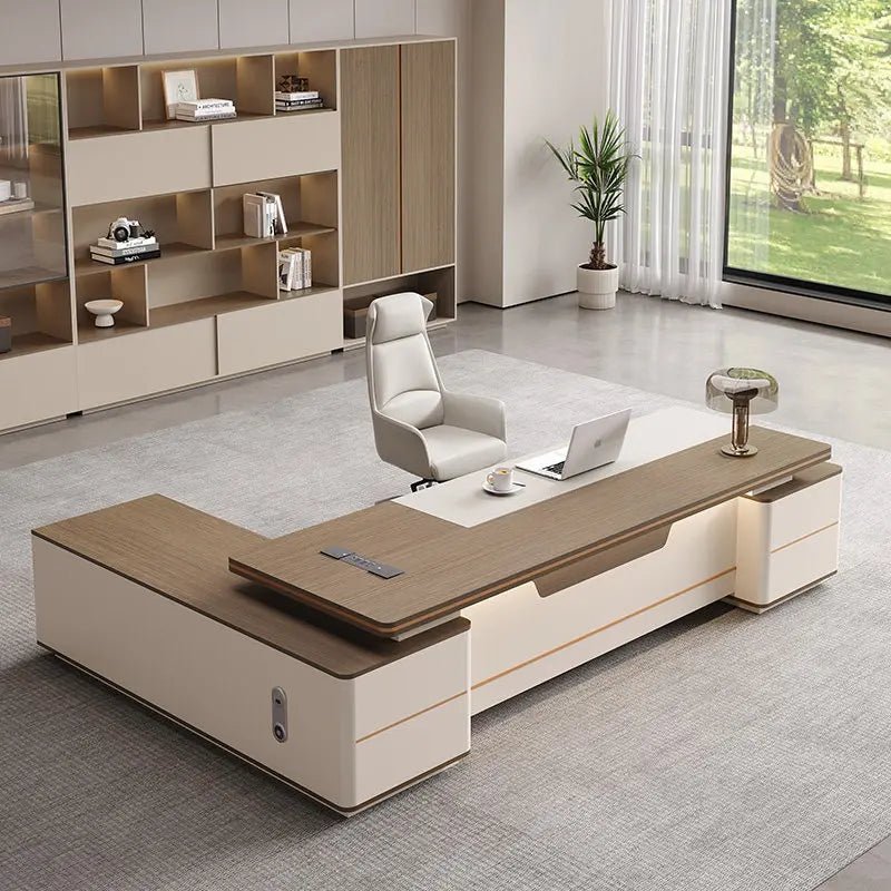 Luxury Vintage Aesthetic Office Desk – Modern Workspace Furniture - Nuvariq Goods