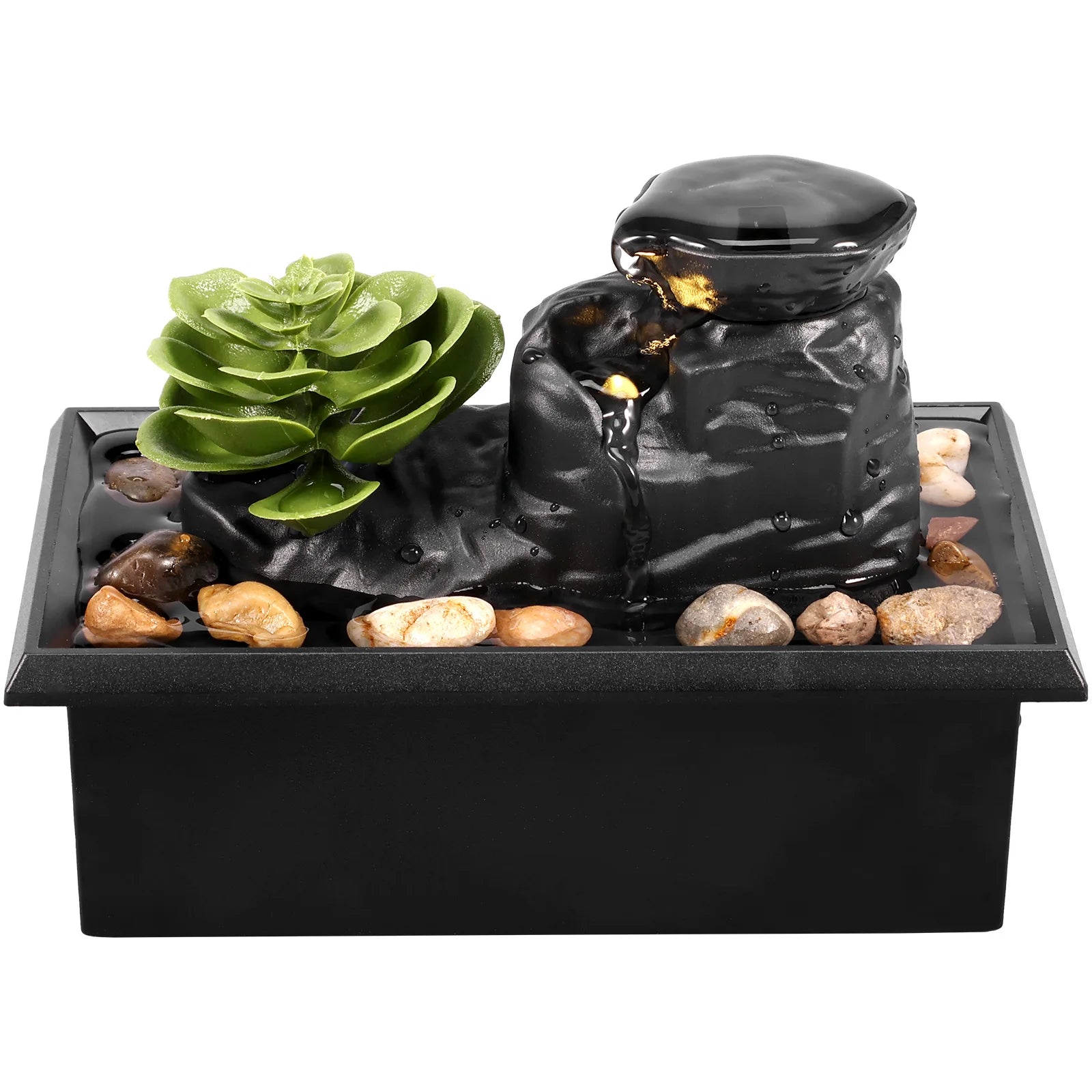 Tabletop Waterfall Fountain with Soft Lights – Relaxation Decor - Nuvariq Goods