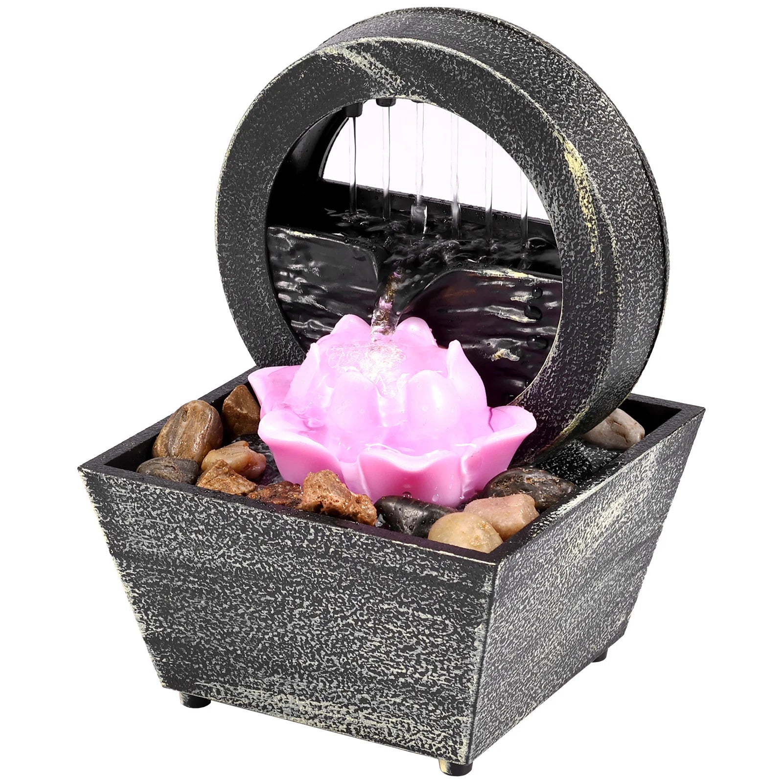 Tabletop Waterfall Fountain with Soft Lights – Relaxation Decor - Nuvariq Goods