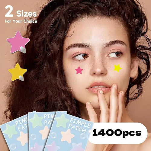 1400 - Piece Colorful Star Pimple Patches – Hydrocolloid Acne Dots with Concealer Effect - Nuvariq Goods